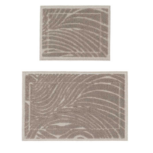 Ecru / Beige-BK01 - Ruglenza Greca Bath Mat Set - 2 Pieces