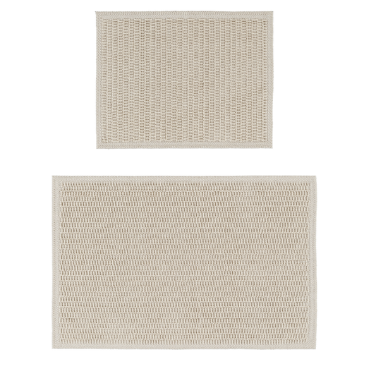 Cream / Cream-BK11 - Ruglenza Greca Bath Mat Set - 2 Pieces