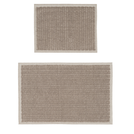 Ecru / Beige-BK11 - Ruglenza Greca Bath Mat Set - 2 Pieces