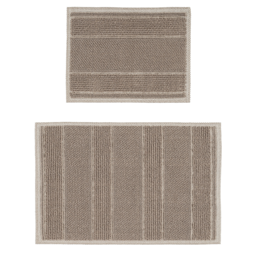 Ecru / Beige-BK12 - Ruglenza Greca Bath Mat Set - 2 Pieces