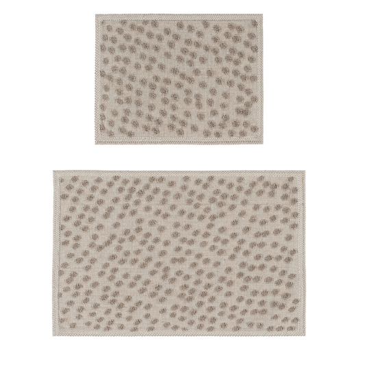 Ecru / Beige-BK09 - Ruglenza Greca Bath Mat Set - 2 Pieces
