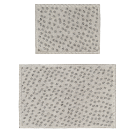 Ecru / Grey-BK09 - Ruglenza Greca Bath Mat Set - 2 Pieces