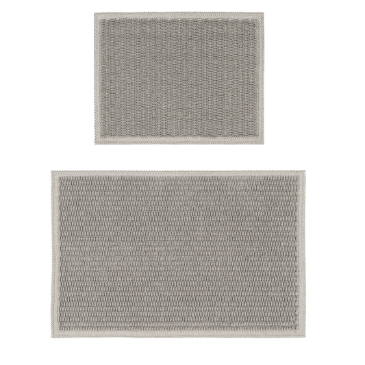 Ecru / Grey-BK11 - Ruglenza Greca Bath Mat Set - 2 Pieces