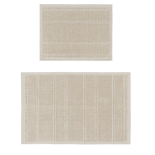Cream / Cream-BK12 - Ruglenza Greca Bath Mat Set - 2 Pieces