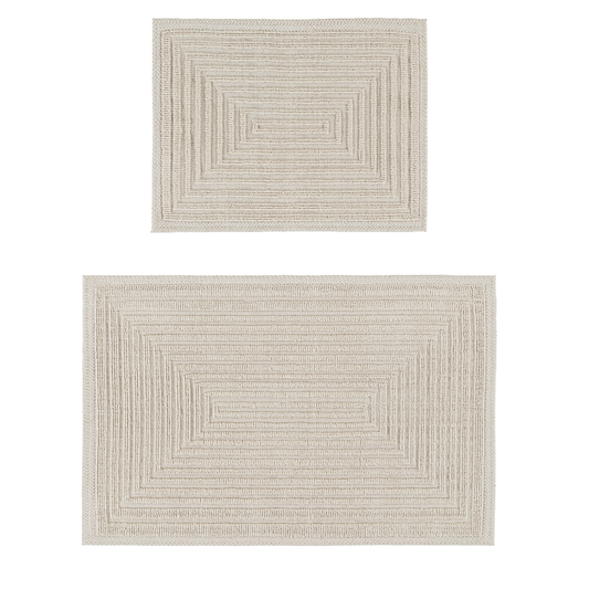 Cream / Cream-BK13 - Ruglenza Greca Bath Mat Set - 2 Pieces